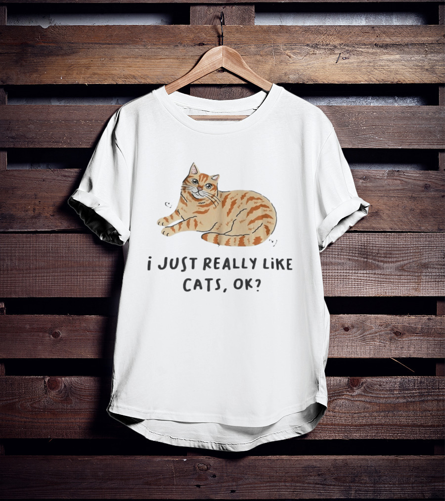 I Just Really Like Cats Ok With Cute Orange Tabby Cat T-Shirt