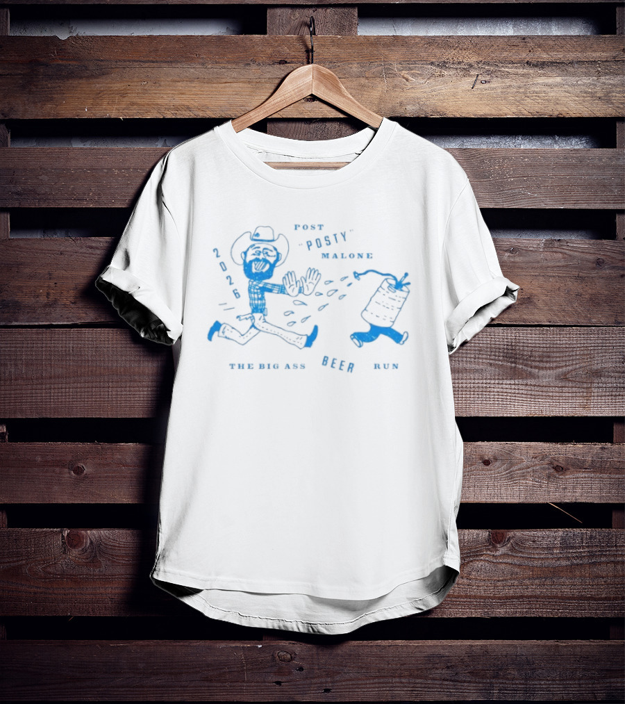 Post Malone Beer Run Cowboy Cartoon You Can Run Beer 2023 T-Shirt