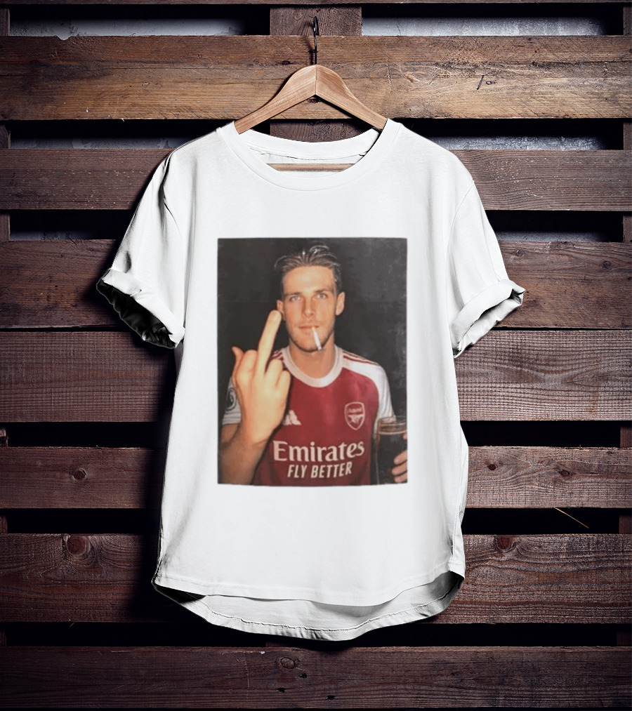 Emirates Fly Better Arsenal Middle Finger Smoking Soccer Player T-Shirt