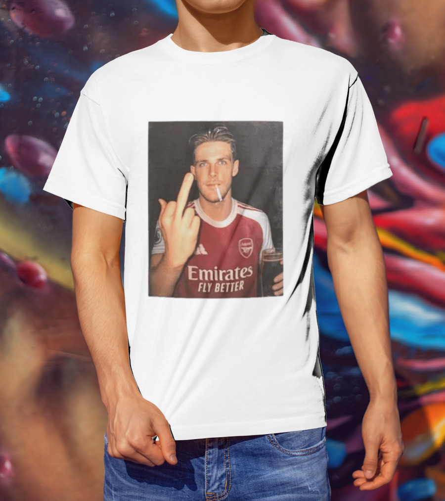 Emirates Fly Better Arsenal Middle Finger Smoking Soccer Player T-Shirt