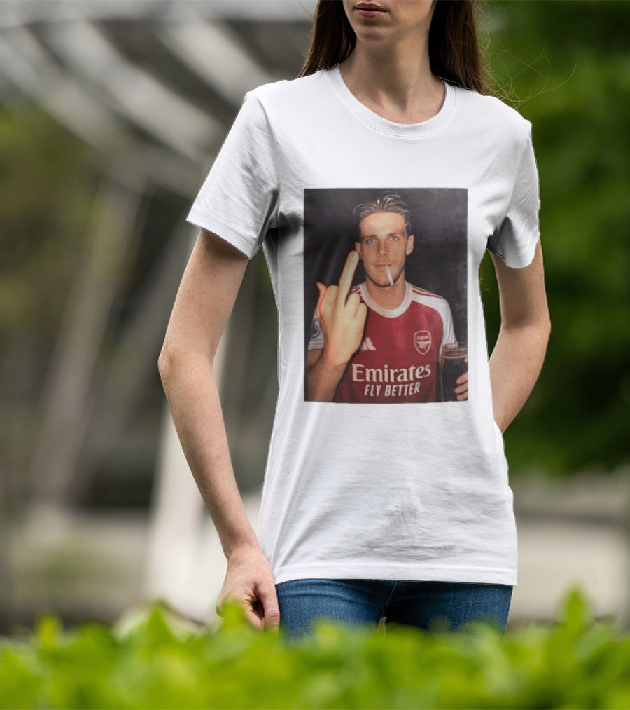 Emirates Fly Better Arsenal Middle Finger Smoking Soccer Player T-Shirt