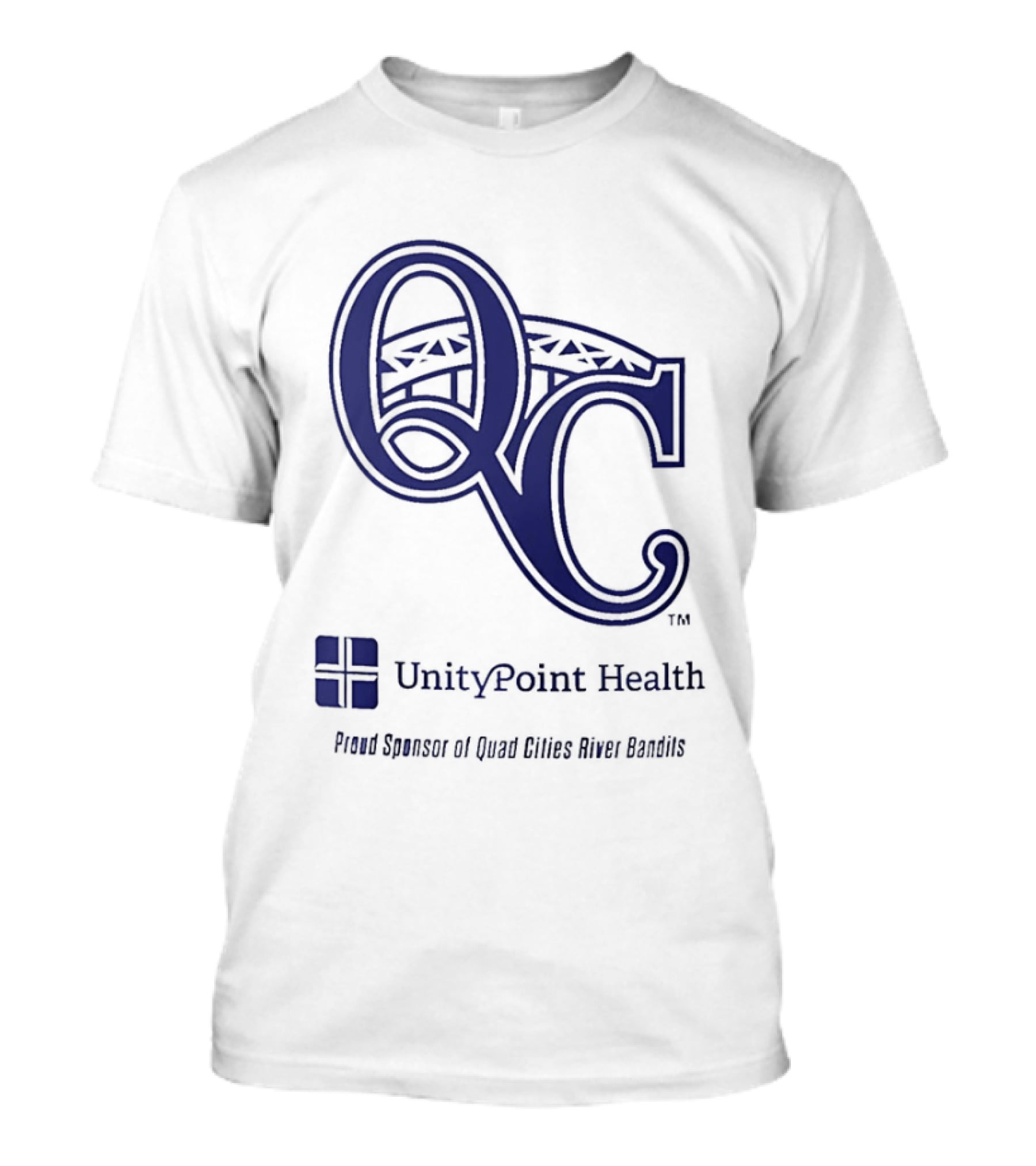 QC River Bandits UnityPoint Health Proud Sponsor Quad Cities Bridge T-Shirt