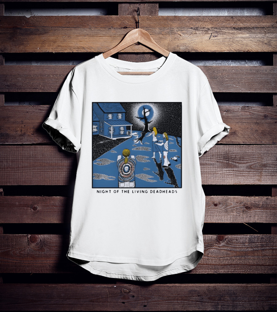 Ken Brown 90s Night Of The Living Deadheads House With Skull And Dancing Figures T-Shirt