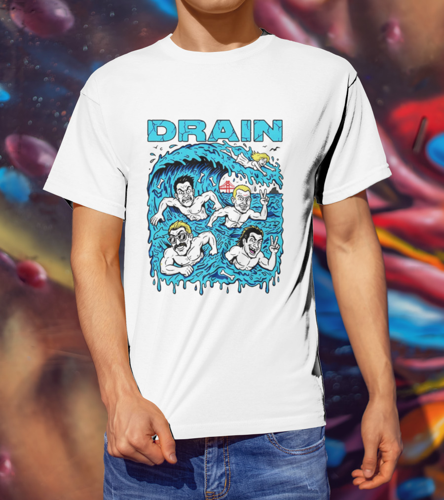 Drain Band Butthole Surfers Caricature Wave Surf T-Shirt