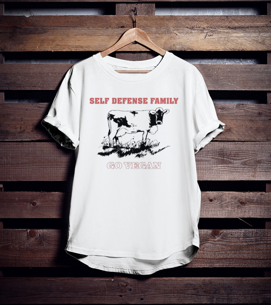 Self Defense Family Go Vegan Cow Farm Animal Activist T-Shirt