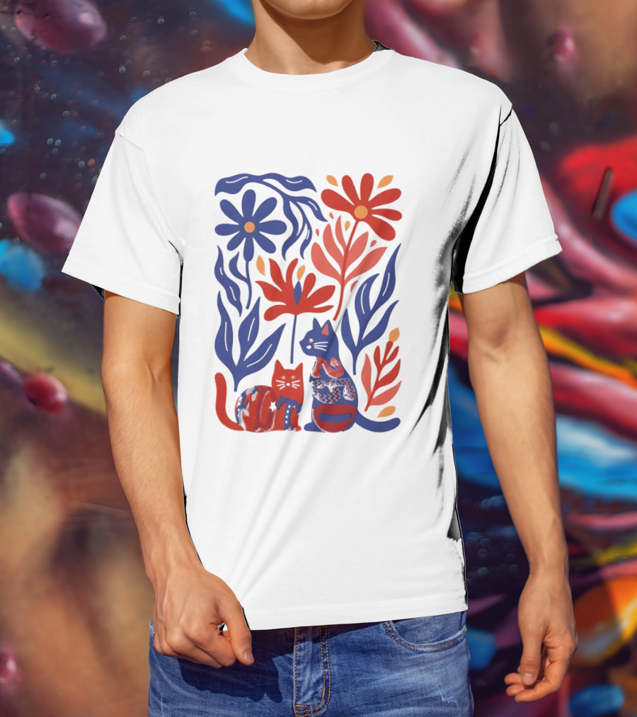 Subtle F Trump Cat Lover USA 250th Still Resisting Floral Cats T-Shirt