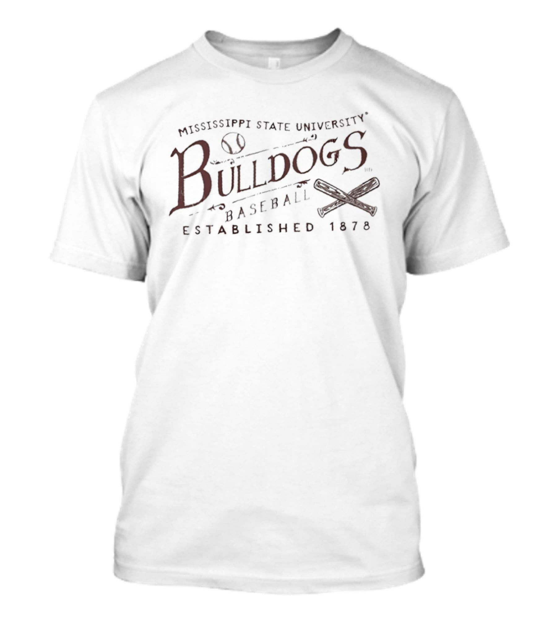Mississippi State University Bulldogs Baseball Crossed Bats Established 1878 T-Shirt