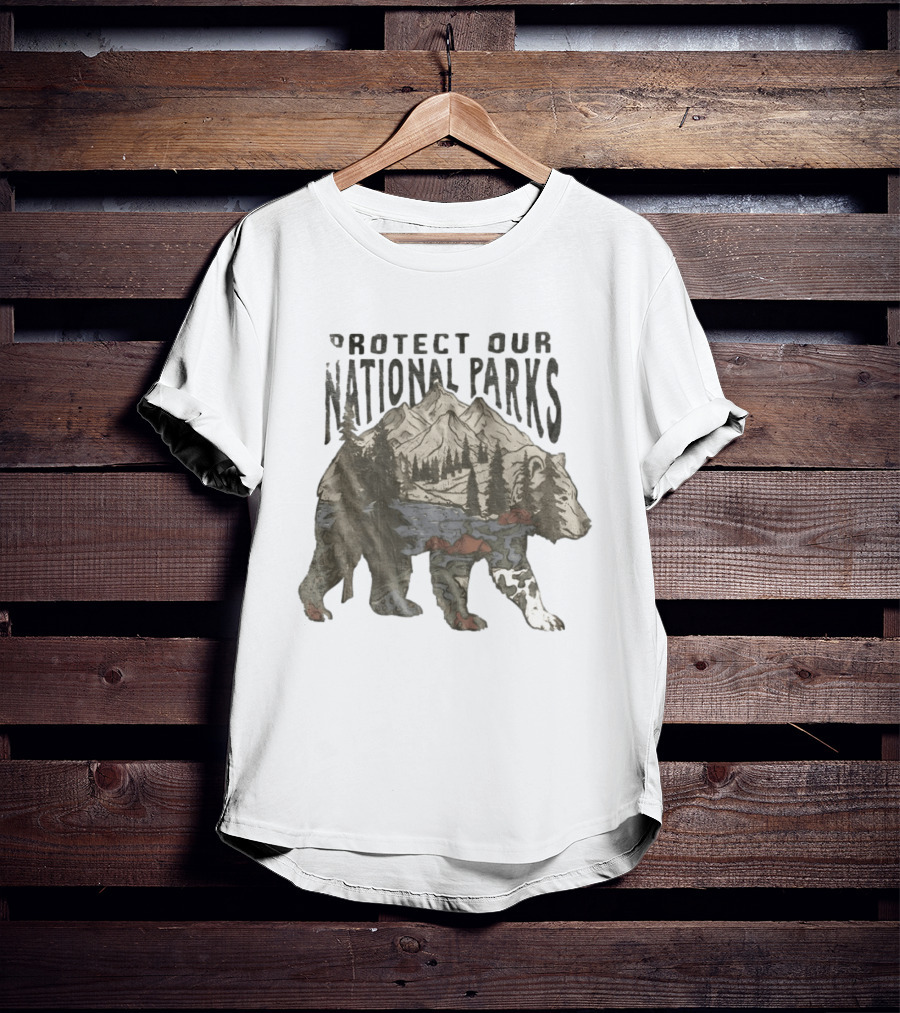 Protect Our National Parks Bear Forest Mountain Scene T-Shirt