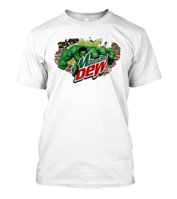 Hulk Smashing Through Brick Wall Mountain Dew Collaboration T-Shirt