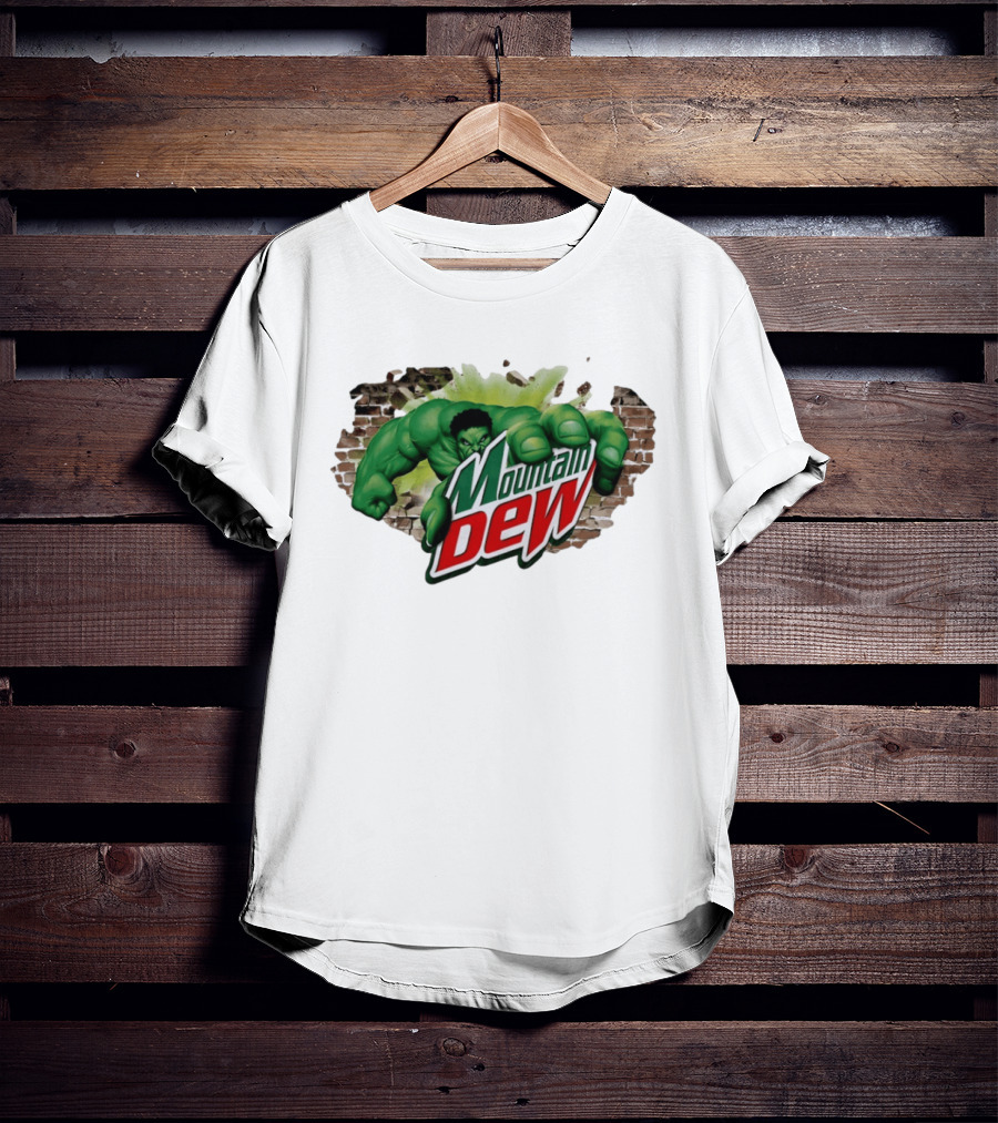 Hulk Smashing Through Brick Wall Mountain Dew Collaboration T-Shirt