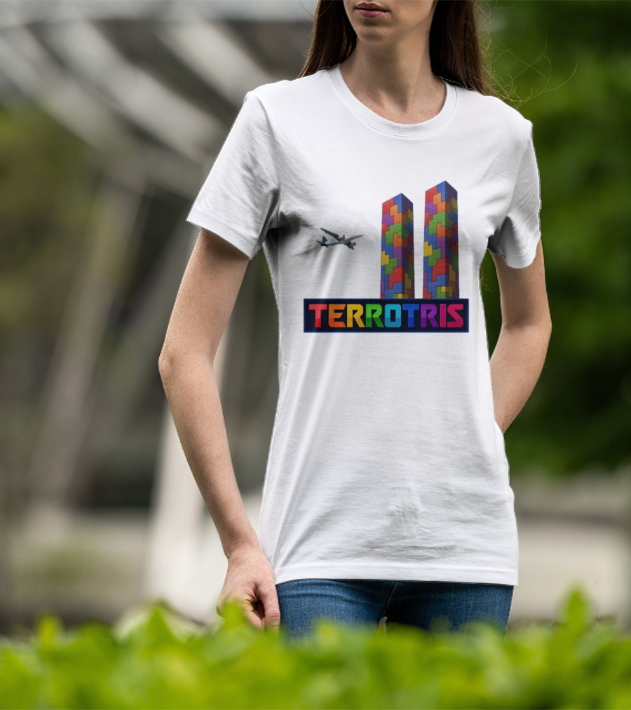 Terrortris Tetris Block Towers With Plane T-Shirt
