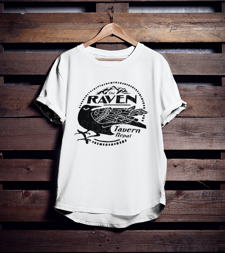Raven Tavern Nepal Bird With Mountains T-Shirt