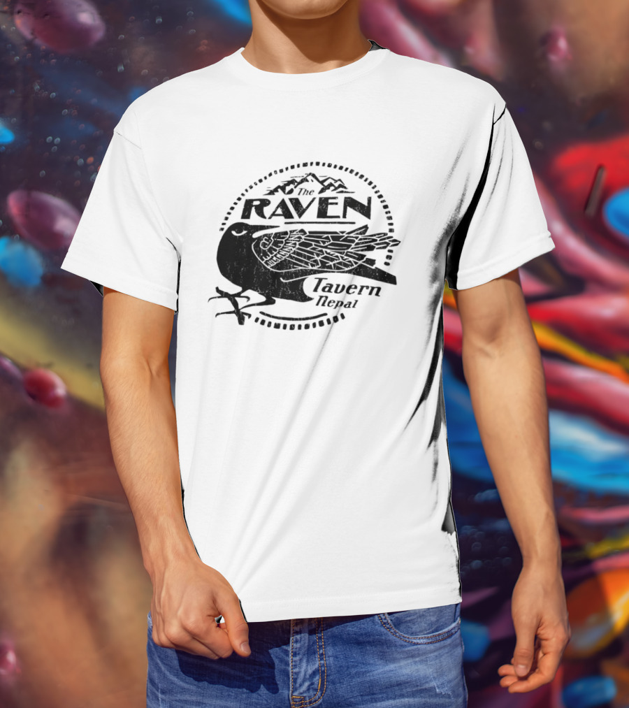 Raven Tavern Nepal Bird With Mountains T-Shirt