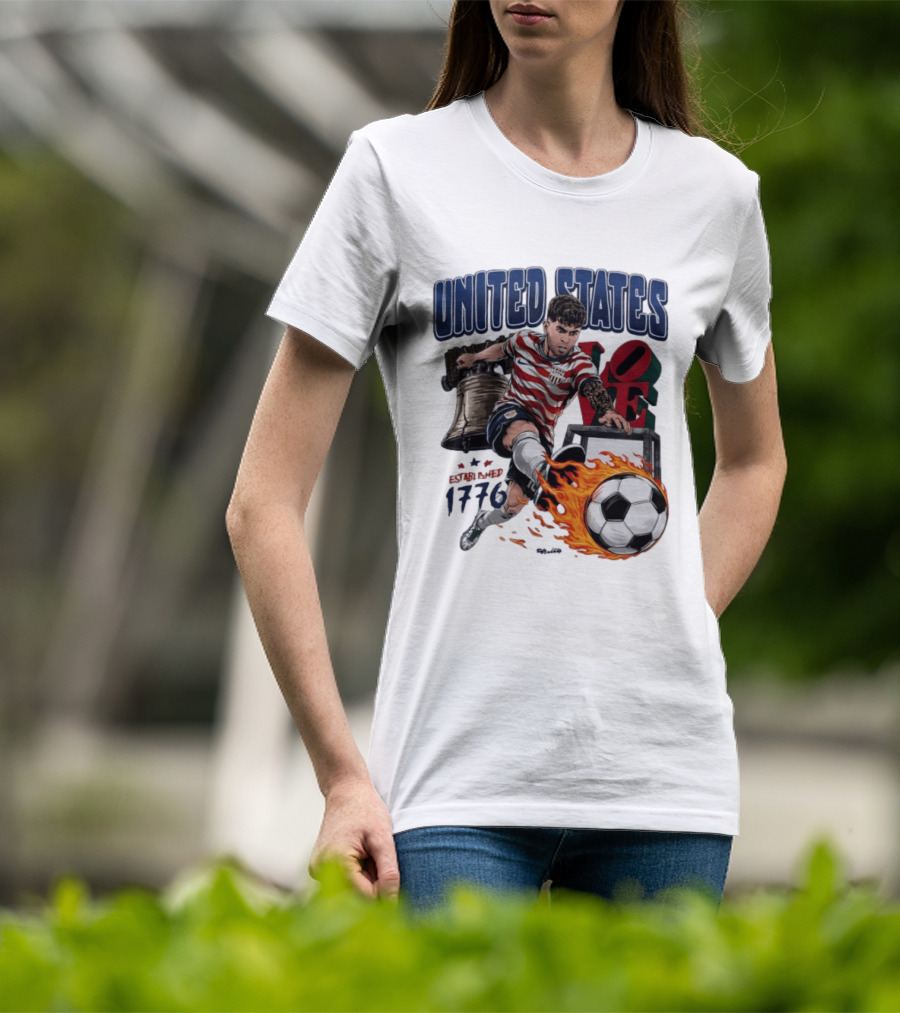 United States Love Park Philadelphia Soccer Player Liberty Bell 1776 T-Shirt