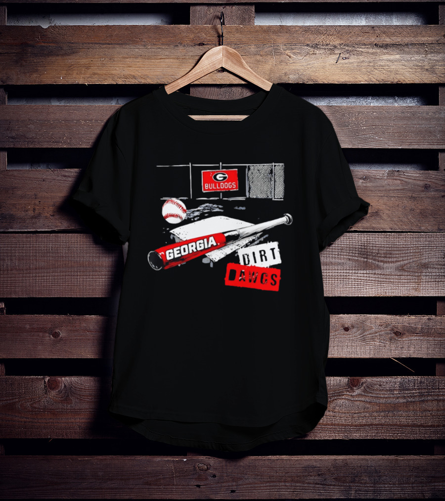 Georgia Bulldogs Baseball Dirt Dawgs Field Bat And Ball T-Shirt
