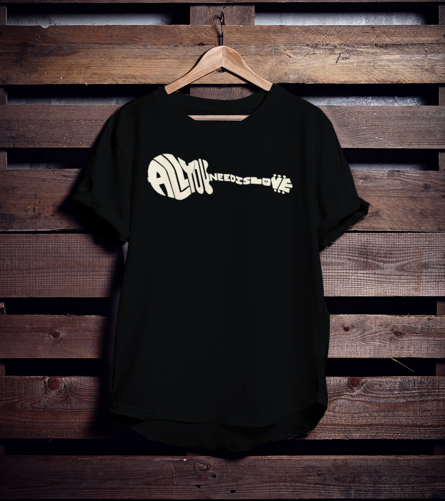 All You Need Is Love Peace And Music Guitar T-Shirt