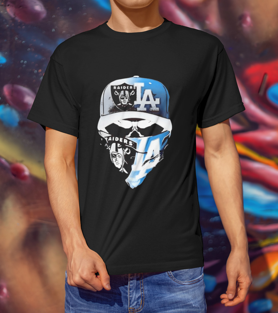Las Vegas Raiders Los Angeles Dodgers Split Raiders LA T-Shirt