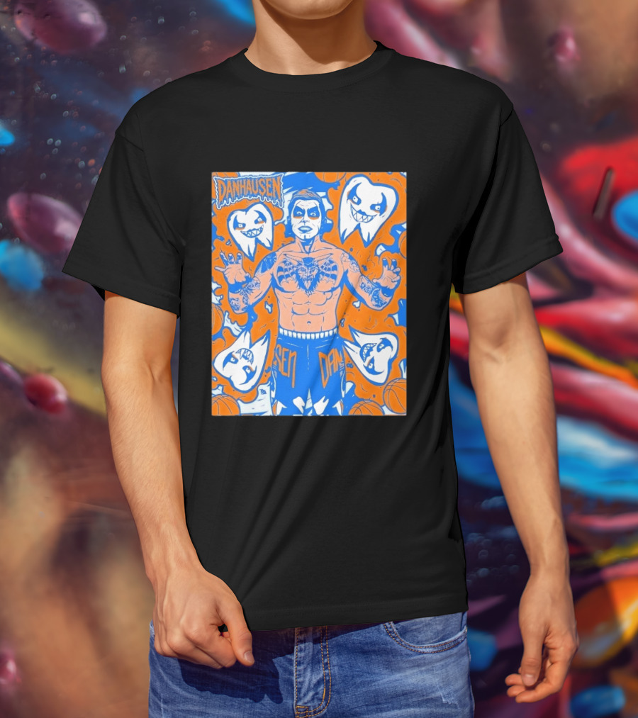 New York Knicks Danhausen Collaboration Uncursed Cartoon T-Shirt