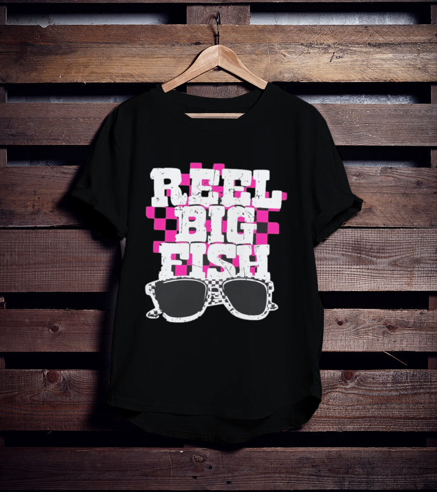 Reel Big Fish Checkered Sunglasses Pink Checkerboard T-Shirt