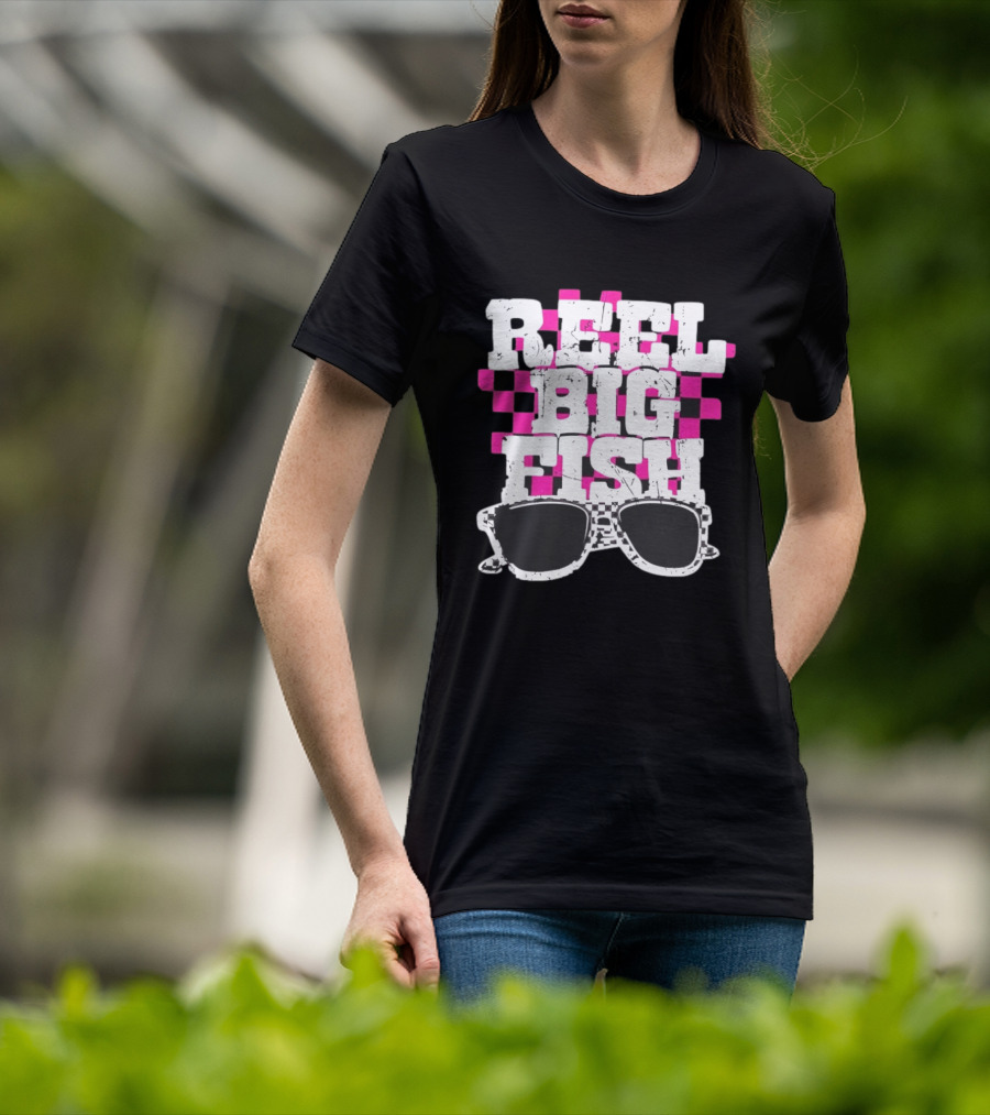 Reel Big Fish Checkered Sunglasses Pink Checkerboard T-Shirt