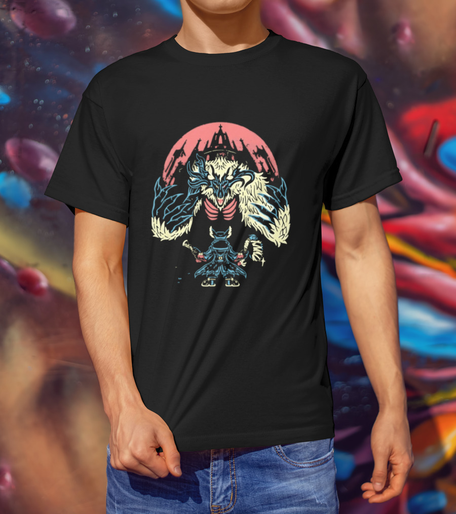 Bloodborne Hunter Confronts Cleric Beast Let The Hunt Begin T-Shirt