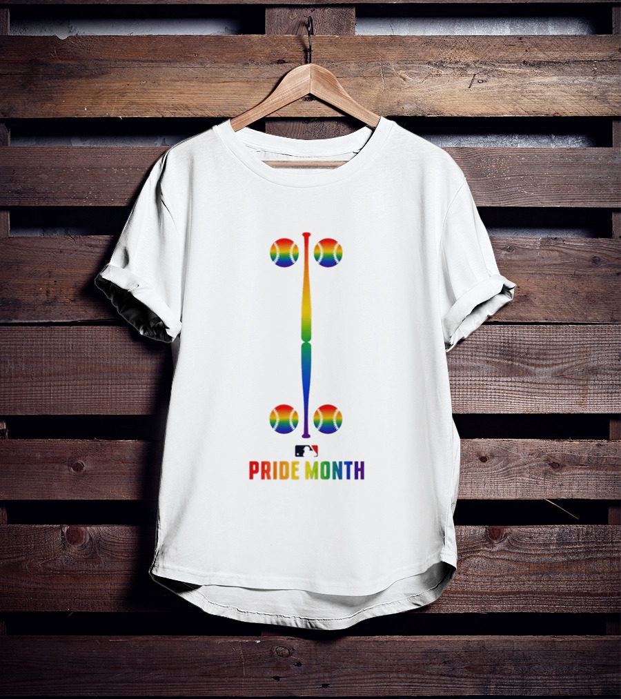 2026 MLB Pride Month Rainbow Baseball Bat And Balls T-Shirt