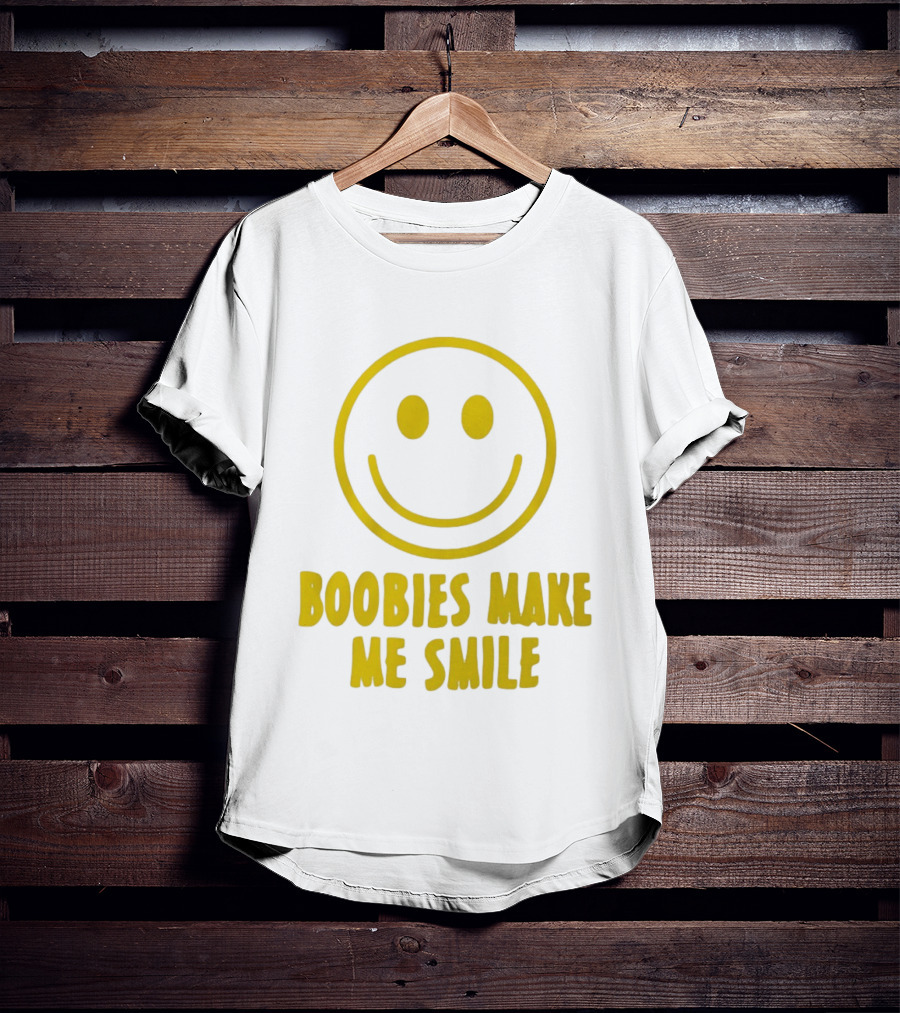 Boobies Make Me Smile Yellow Smiley Face T-Shirt