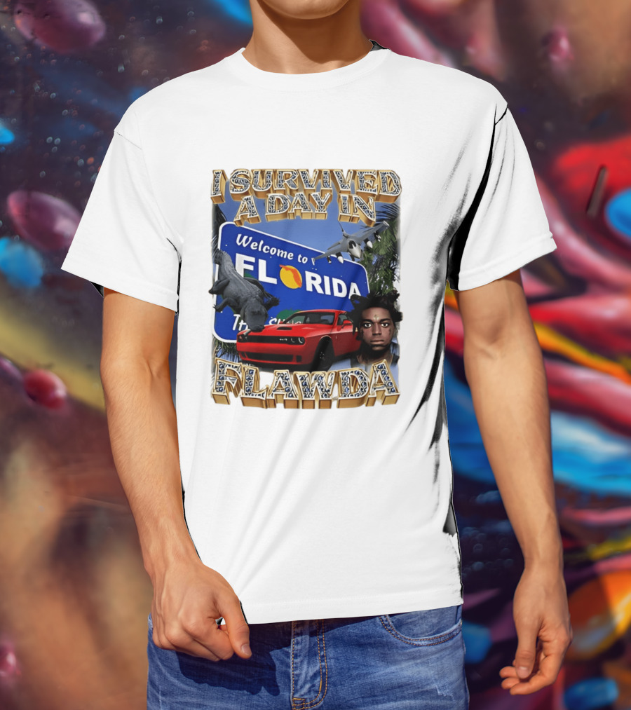 I Survived A Day In Flawda Welcome To Florida Dodge Jet Manatee Adventure T-Shirt