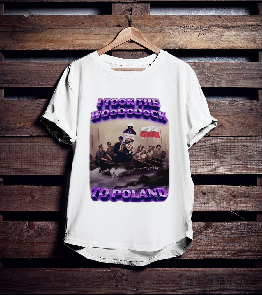 I Took The Wock To Poland Bold Letters Polish Flag Boat Scene T-Shirt