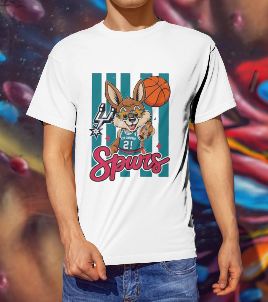 San Antonio Spurs Mascot Basketball Star Glasses Youth 21 T-Shirt