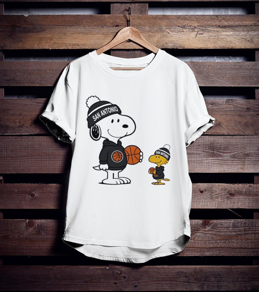 Snoopy And Woodstock Basketball Fans San Antonio Beanies T-Shirt