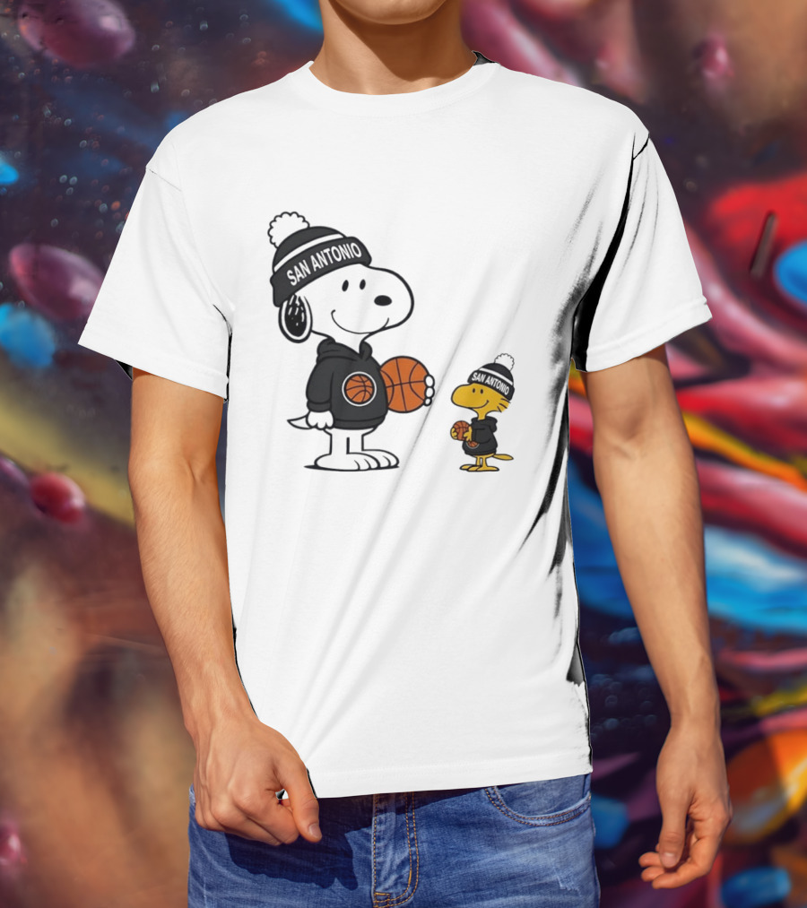 Snoopy And Woodstock Basketball Fans San Antonio Beanies T-Shirt