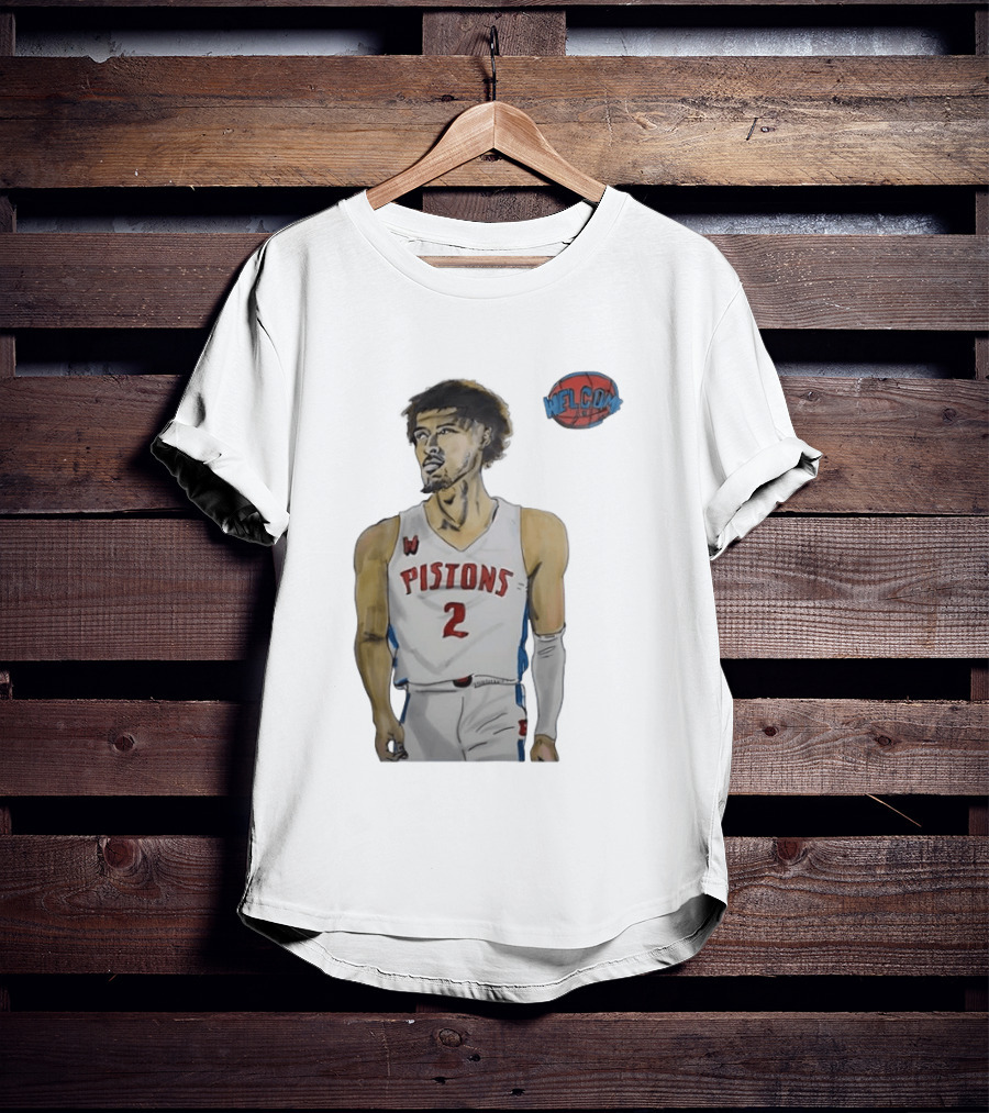 Cade Cunningham Welcome Detroit Pistons Hand Drawn Basketball Player Number 2 T-Shirt