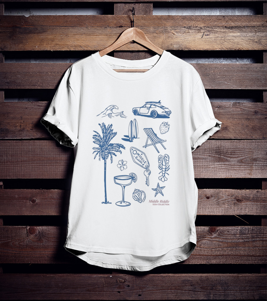 The Coastal Sheer 2026 Summer Collection Palm Waves Surfing Suntanning Chilling Ocean Daze Adventure T-Shirt