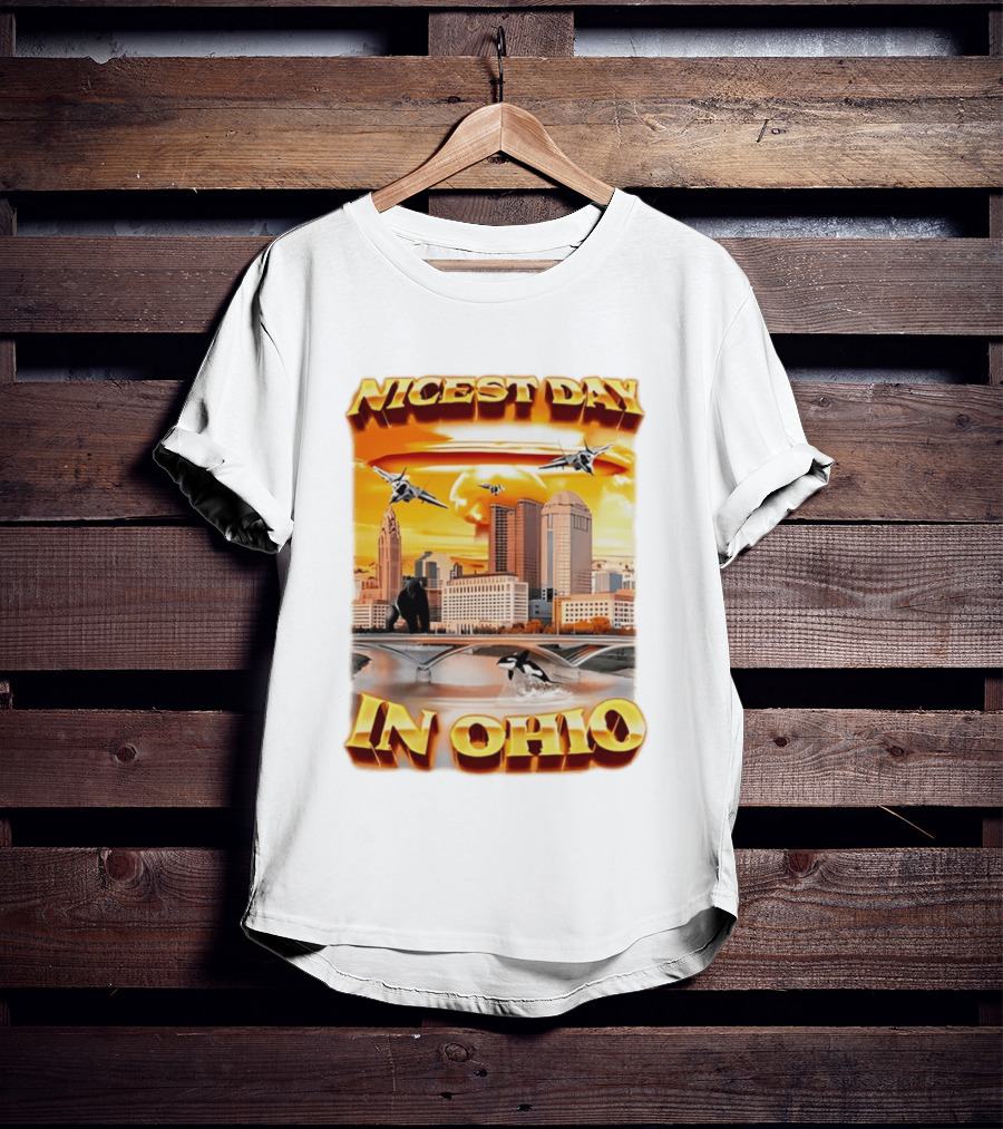Nicest Day In Ohio Cityscape With Jets And Wildlife T-Shirt