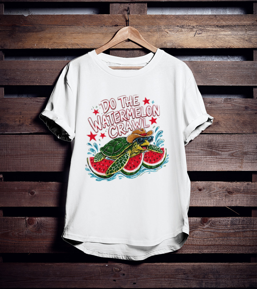 Do The Watermelon Crawl Turtle Cowboy Sunglasses Summer Fun T-Shirt