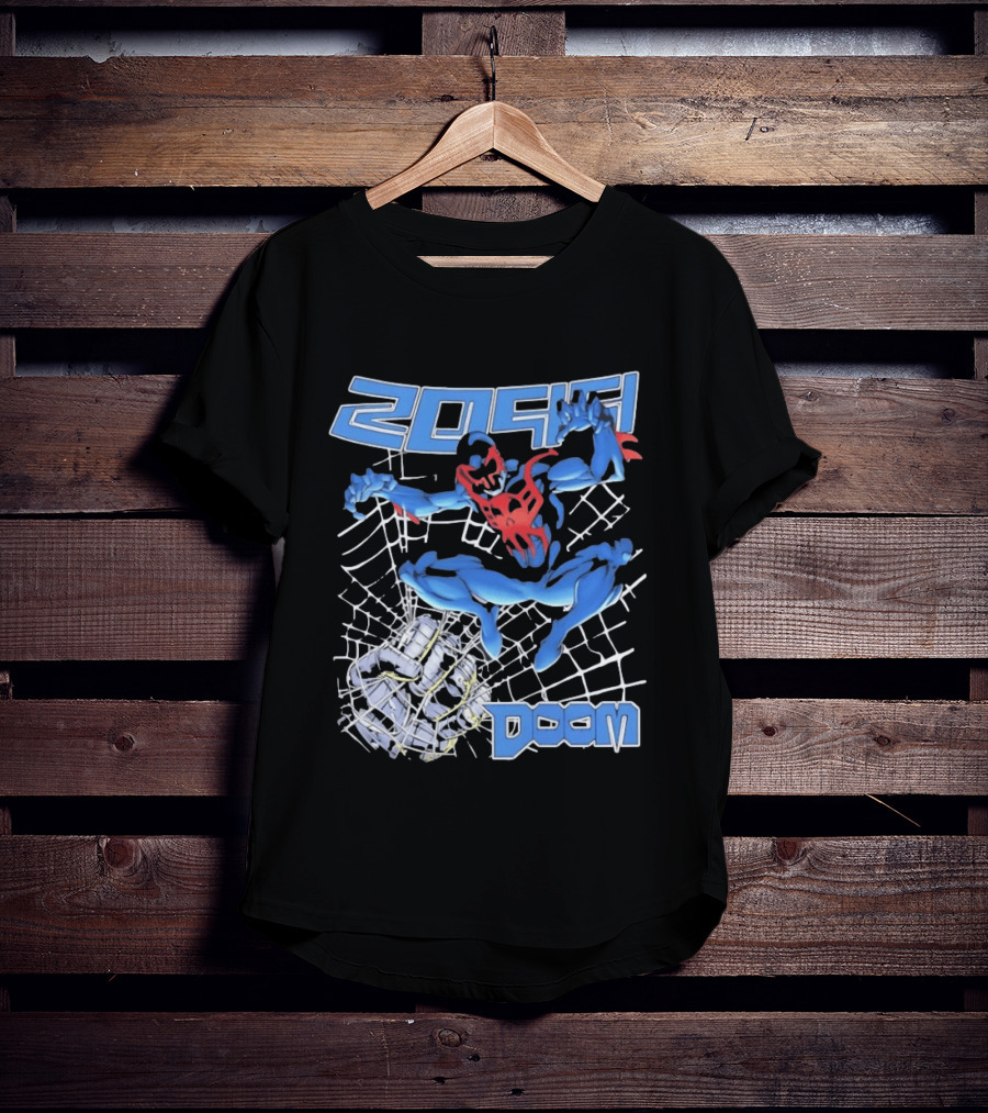 2099 Spider Man Doom Web Punching Action T-Shirt