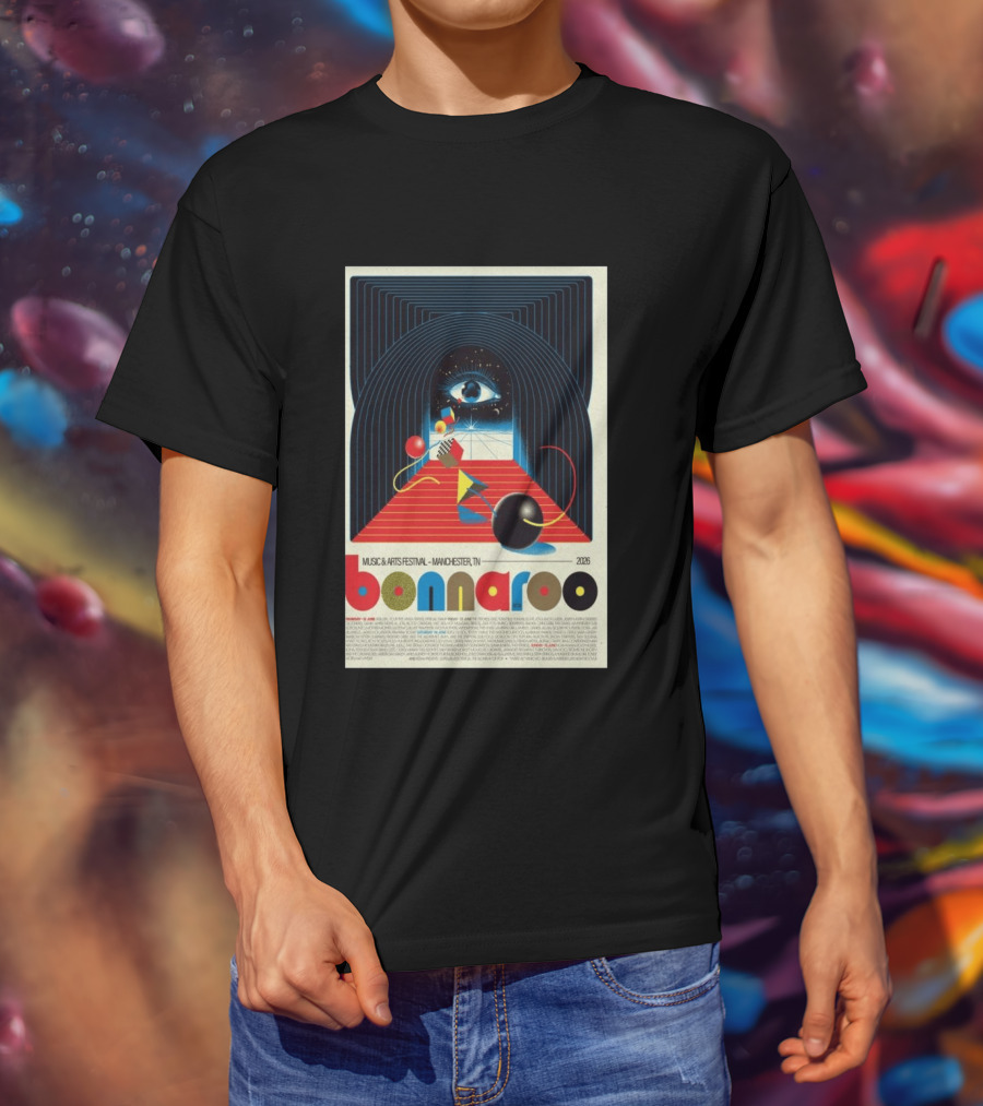 Bonnaroo Music & Arts Festival 2026 Manchester TN June 11 14 Retro Eye T-Shirt