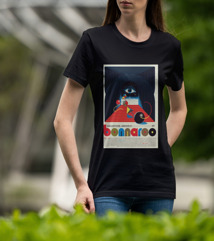Bonnaroo Music & Arts Festival 2026 Manchester TN June 11 14 Retro Eye T-Shirt