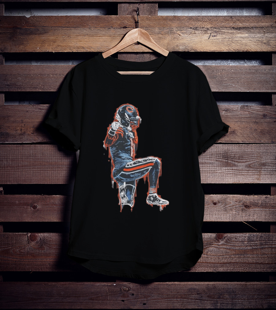 Chicago Bears Kneeling Player Dripping Effect Football Merchandise T-Shirt