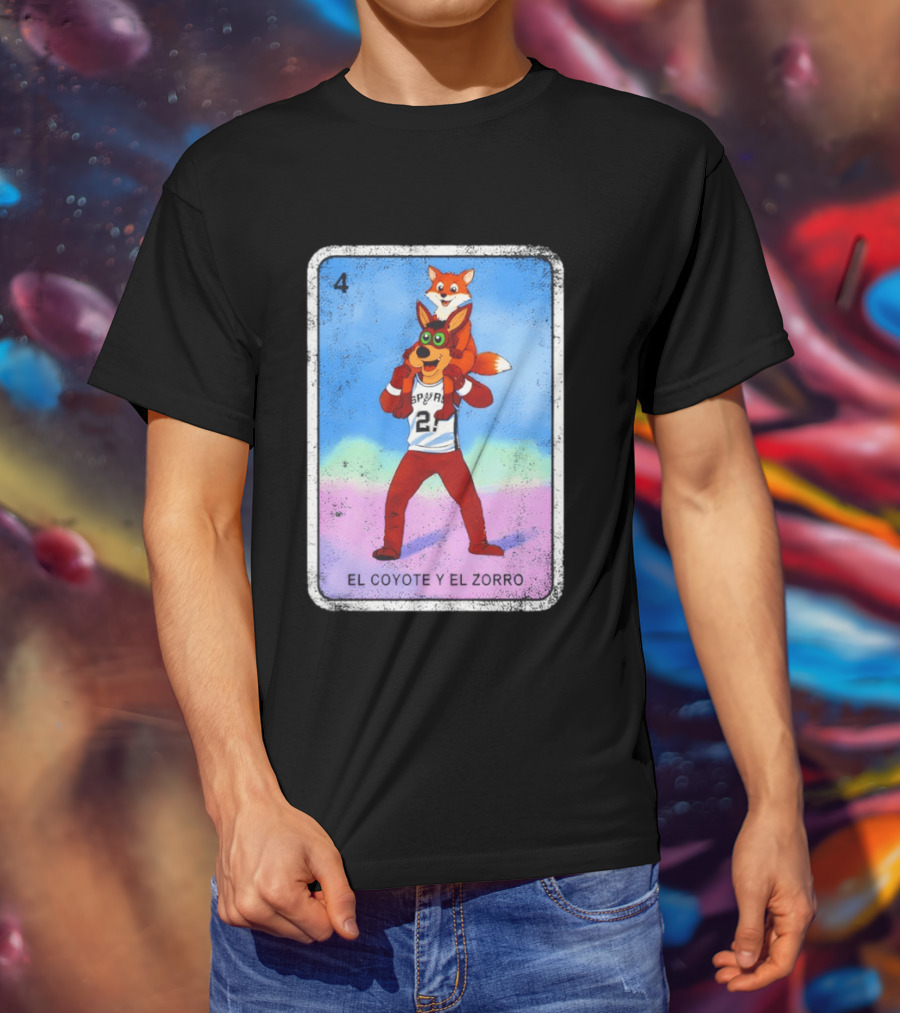 San Antonio Spurs Coyote El Zorro Lotería Card Number 4 T-Shirt
