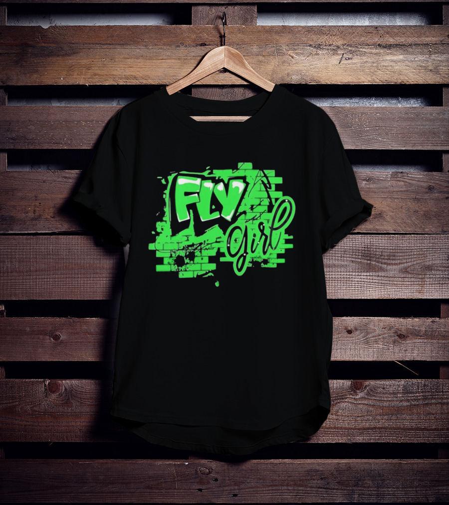 Fly Girl Graffiti Street Brick Wall T-Shirt