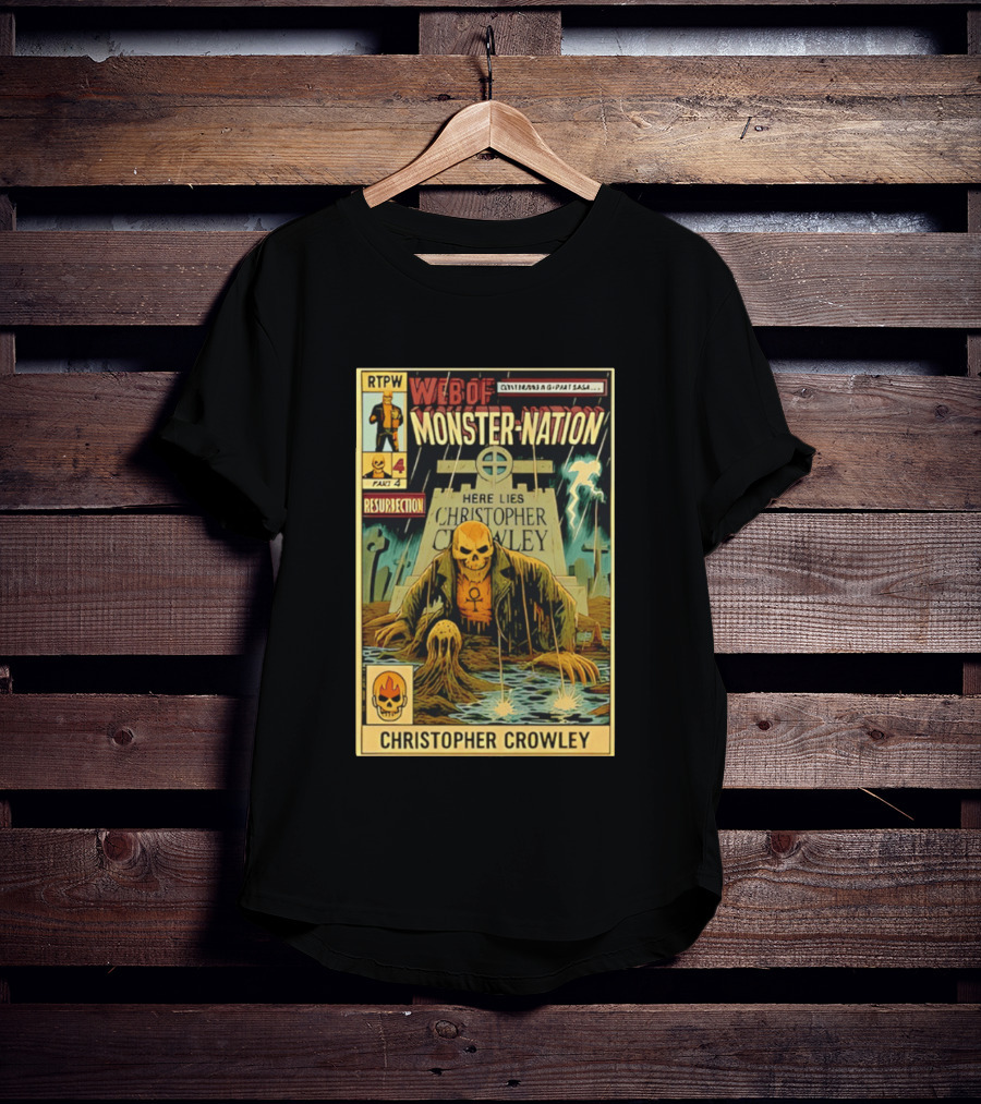 Resurrection Web Of Monster Nation Christopher Crowley Comic Part 4 Skeleton Tombstone T-Shirt