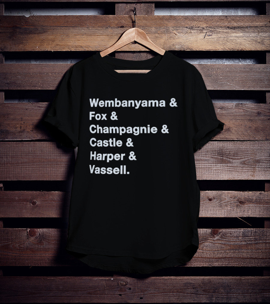 Wembanyama Fox Champagnie Castle Harper Vassell San Antonio Spurs Basketball NBA 2026 T-Shirt