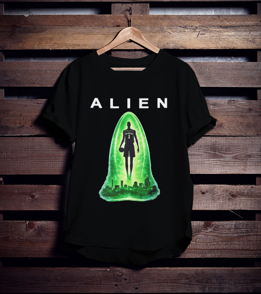 San Antonio Spurs Alien Abduction Victor Wembanyama Basketball Skyline T-Shirt