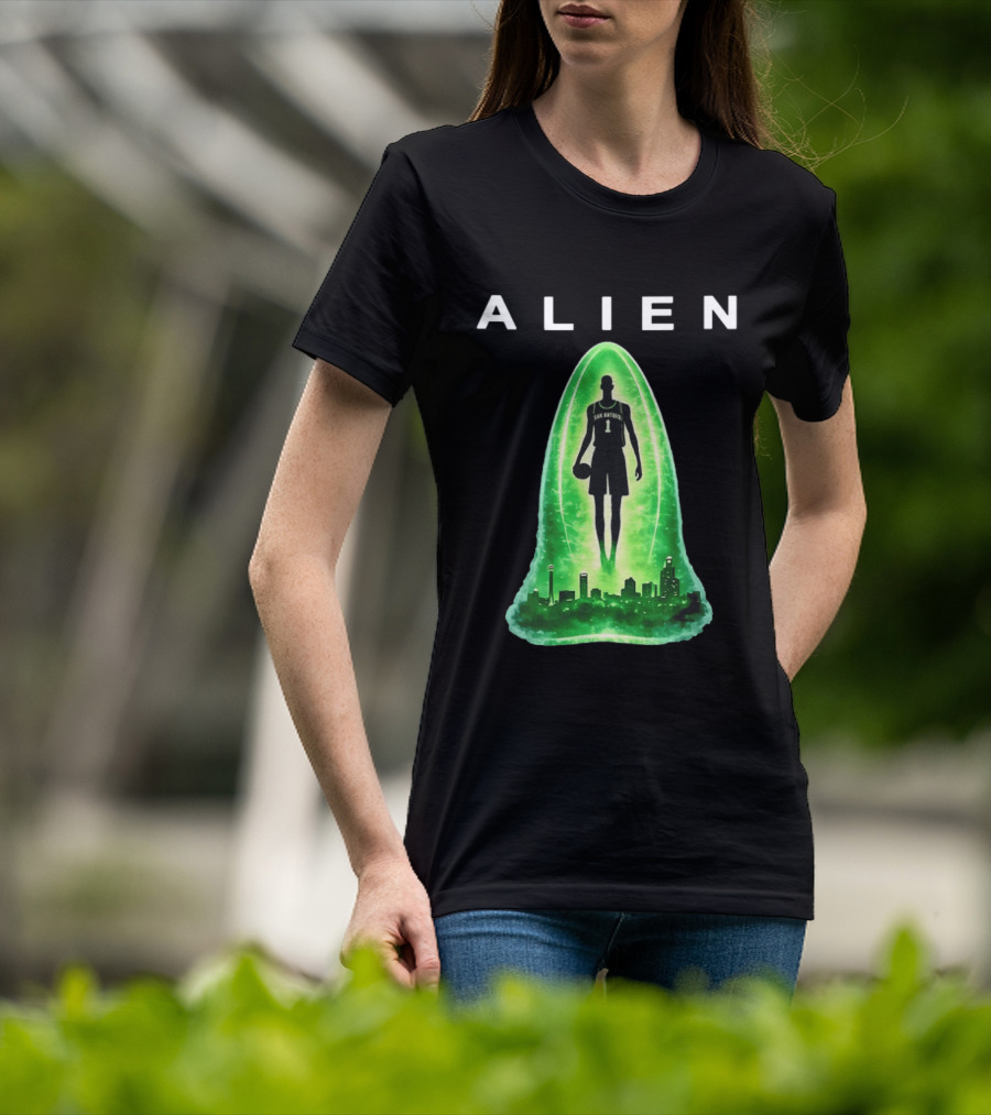 San Antonio Spurs Alien Abduction Victor Wembanyama Basketball Skyline T-Shirt