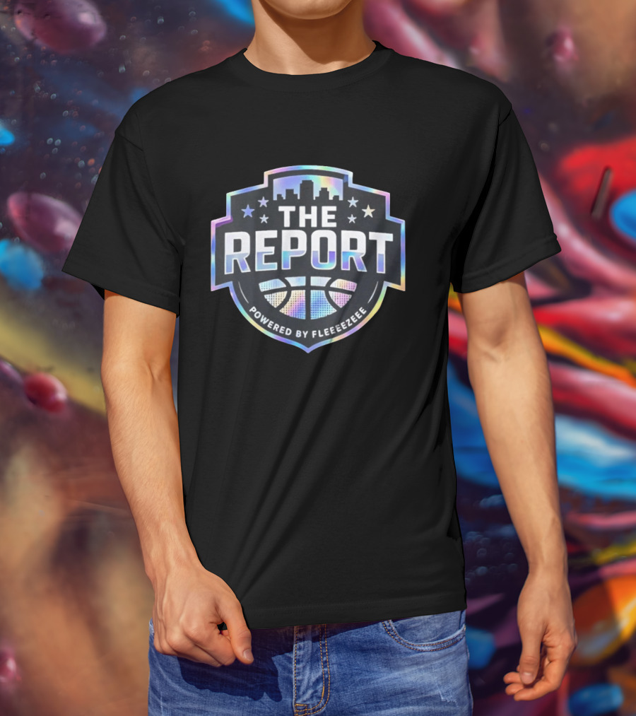 THE REPORT Powered By Fleeeeezeee Basketball Urban Stars Holographic Cityscape T-Shirt