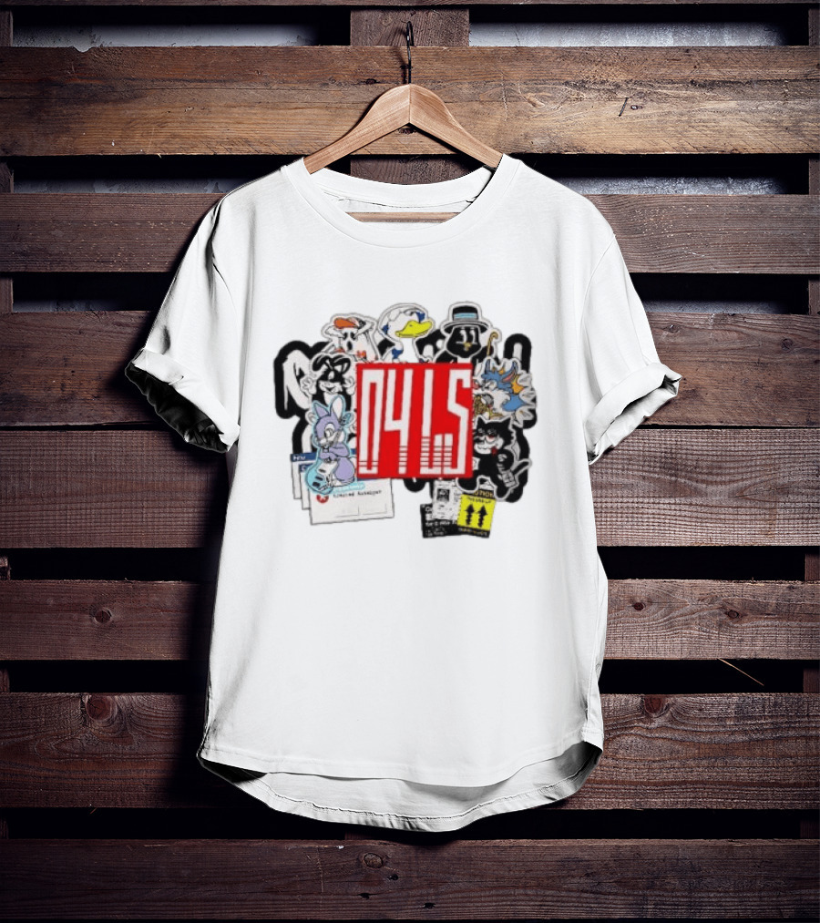 04LS Cartoon Characters Sticker Collection Bunny Cat Duck T-Shirt