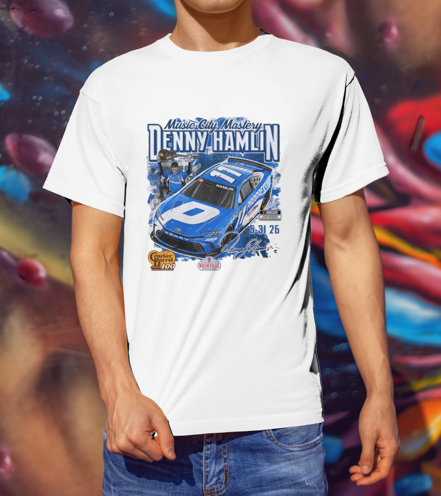 Music City Mastery Denny Hamlin Cracker Barrel 400 Nashville Superspeedway 2026 NASCAR Cup Series T-Shirt