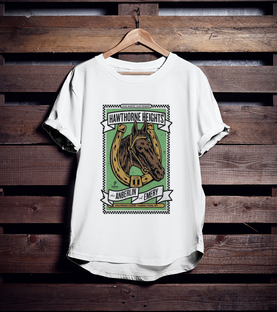 Vans Warped Tour Hawthorne Heights Anberlin Emery June 11 2026 Hollywood Casino Charles Town WV T-Shirt
